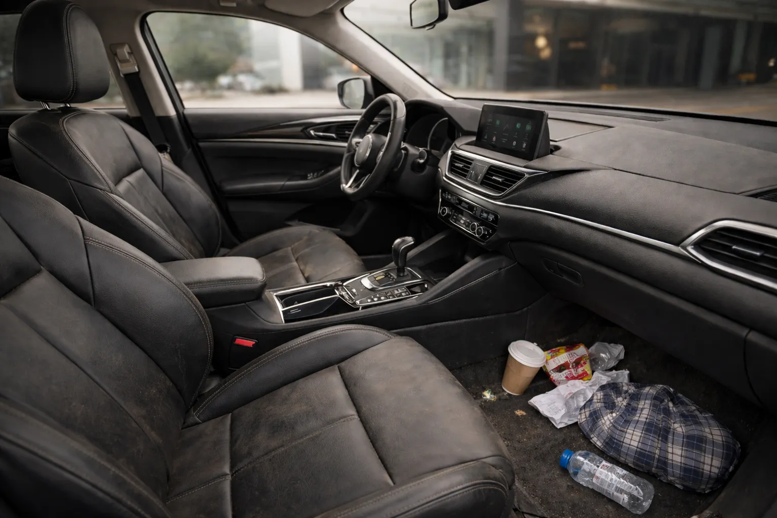 Dirty interior before cleaning